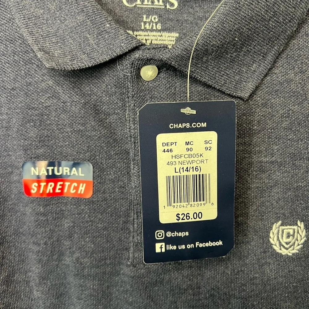 Chaps Boys Dark Navy Polo with Subtle Crest